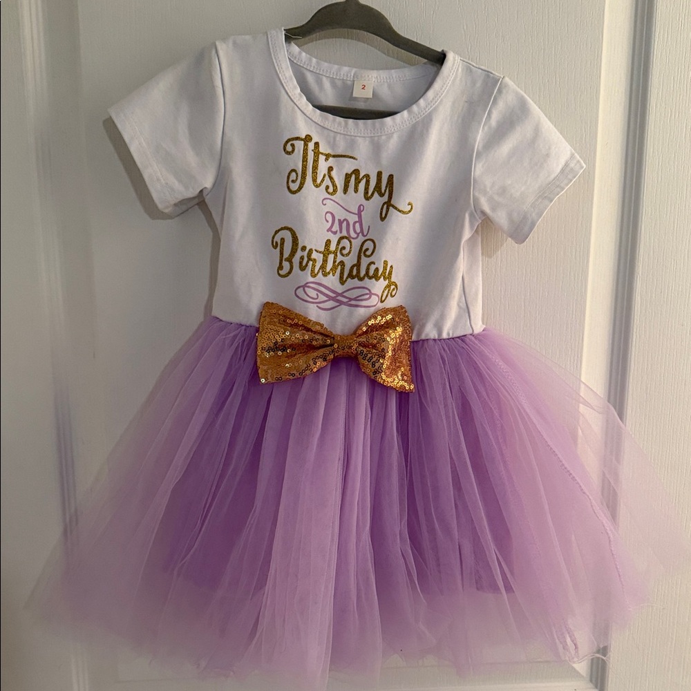 Source Unknown White and Lavender Tulle Dress